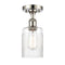 Hadley Semi-Flush Mount shown in the Polished Nickel finish with a Clear shade