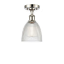 Castile Semi-Flush Mount shown in the Polished Nickel finish with a Clear shade