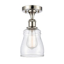 Ellery Semi-Flush Mount shown in the Polished Nickel finish with a Clear shade