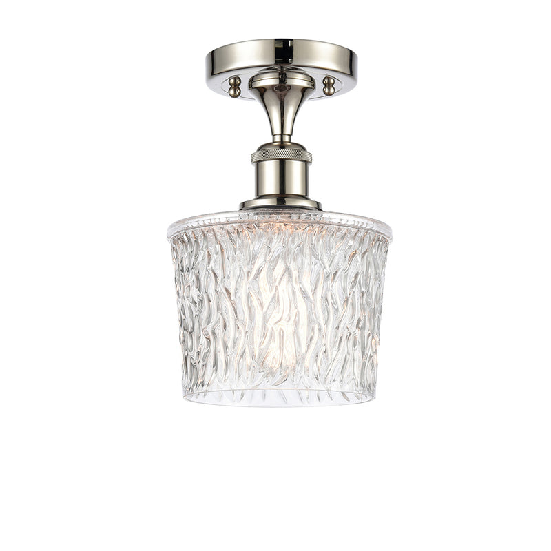 Niagra Semi-Flush Mount shown in the Polished Nickel finish with a Clear shade