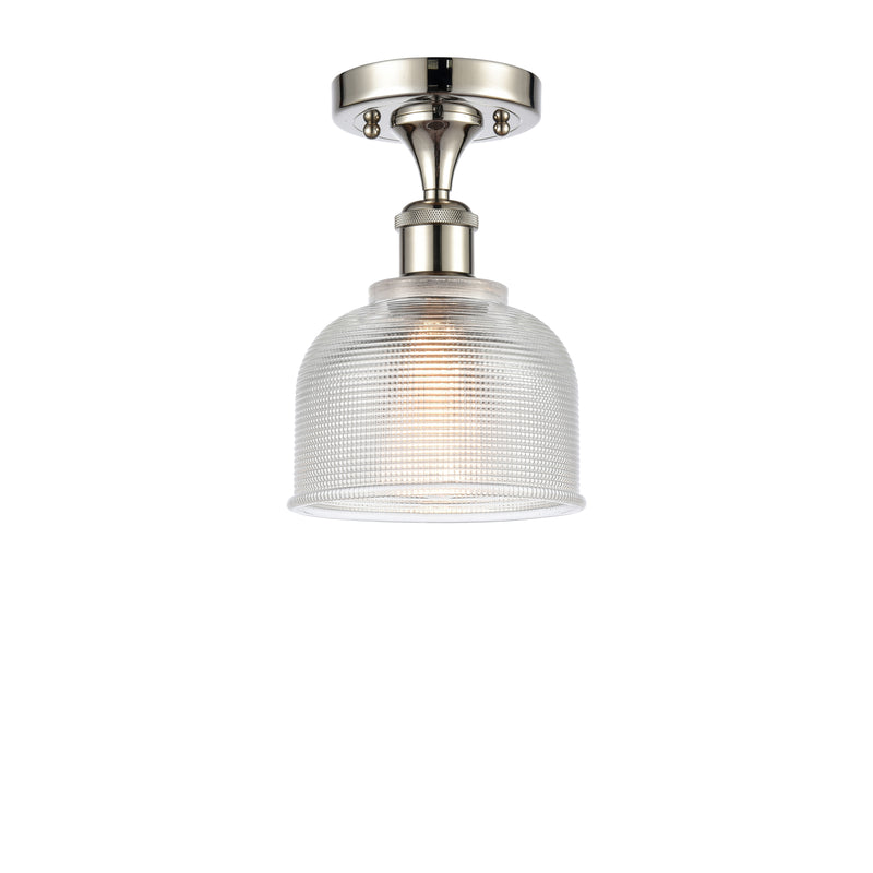 Dayton Semi-Flush Mount shown in the Polished Nickel finish with a Clear shade