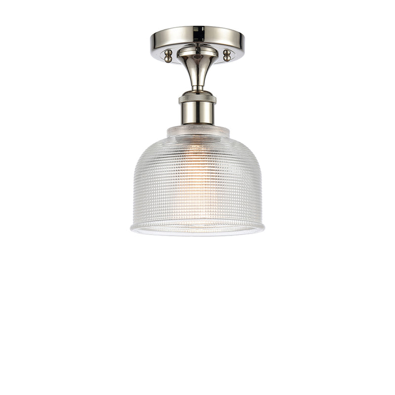 Dayton Semi-Flush Mount shown in the Polished Nickel finish with a Clear shade