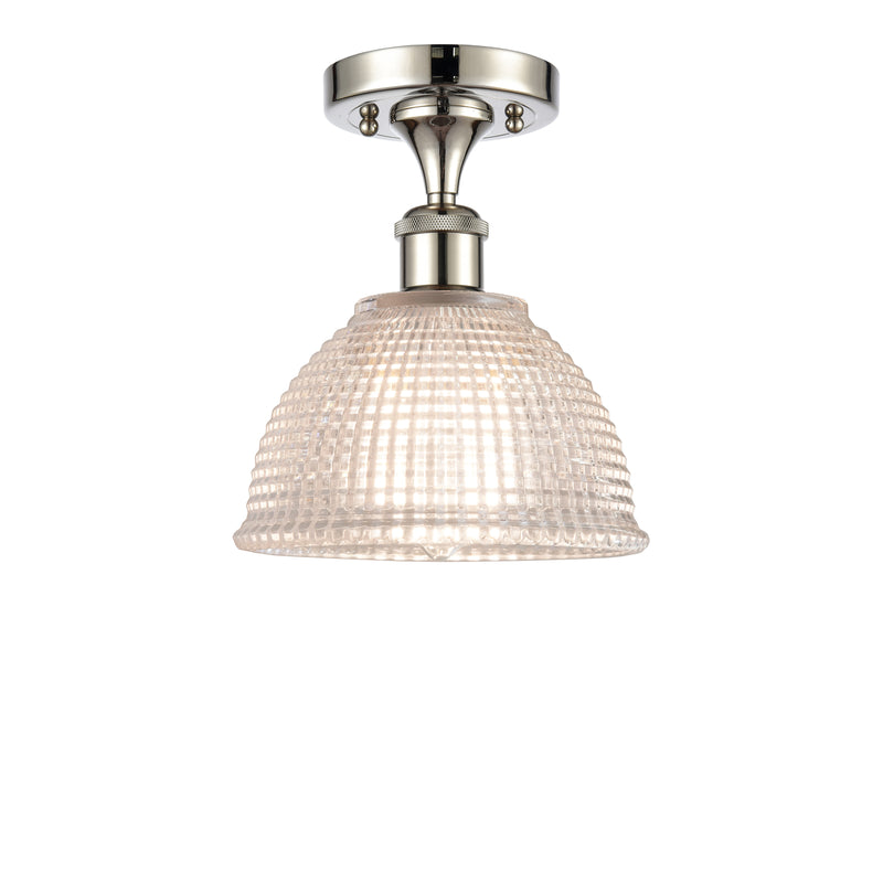 Arietta Semi-Flush Mount shown in the Polished Nickel finish with a Clear shade