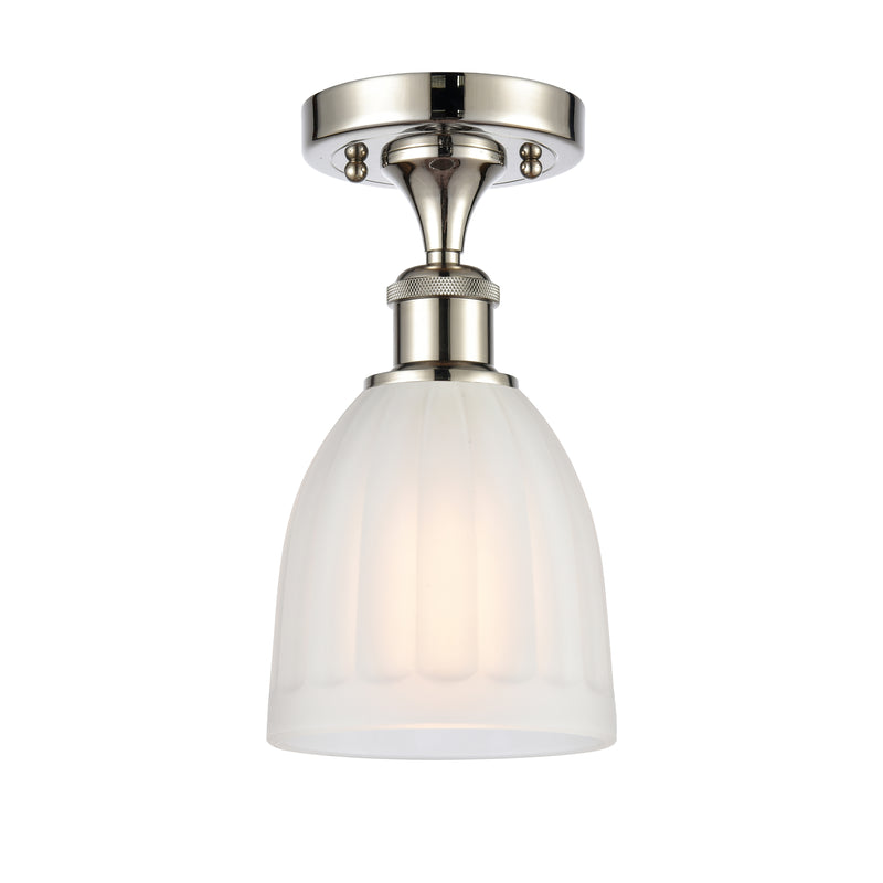 Brookfield Semi-Flush Mount shown in the Polished Nickel finish with a White shade