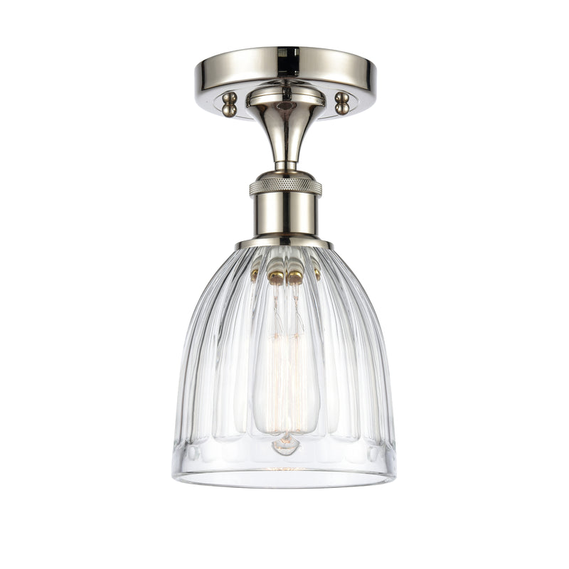 Brookfield Semi-Flush Mount shown in the Polished Nickel finish with a Clear shade