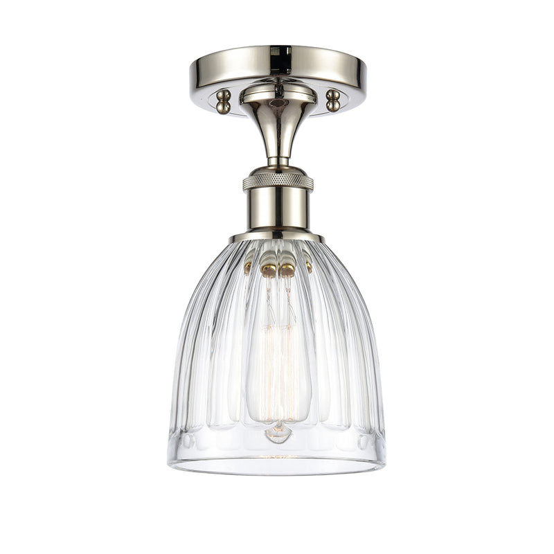 Brookfield Semi-Flush Mount shown in the Polished Nickel finish with a Clear shade