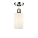 Clymer Semi-Flush Mount shown in the Polished Nickel finish with a Matte White shade