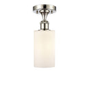 Clymer Semi-Flush Mount shown in the Polished Nickel finish with a Matte White shade