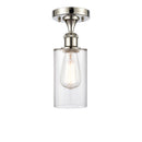 Clymer Semi-Flush Mount shown in the Polished Nickel finish with a Clear shade