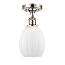 Eaton Semi-Flush Mount shown in the Polished Nickel finish with a Matte White shade