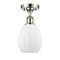 Eaton Semi-Flush Mount shown in the Polished Nickel finish with a Matte White shade