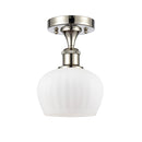 Fenton Semi-Flush Mount shown in the Polished Nickel finish with a Matte White shade