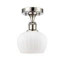 Fenton Semi-Flush Mount shown in the Polished Nickel finish with a Matte White shade