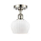 Fenton Semi-Flush Mount shown in the Polished Nickel finish with a Matte White shade