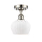 Fenton Semi-Flush Mount shown in the Polished Nickel finish with a Matte White shade