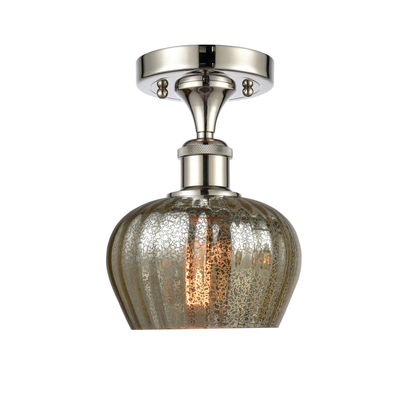 Fenton Semi-Flush Mount shown in the Polished Nickel finish with a Mercury shade