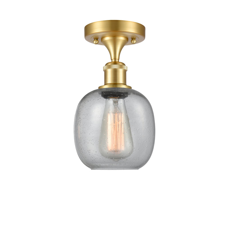 Belfast Semi-Flush Mount shown in the Satin Gold finish with a Seedy shade