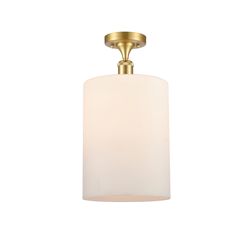 Cobbleskill Semi-Flush Mount shown in the Satin Gold finish with a Matte White shade