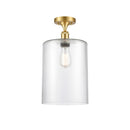 Cobbleskill Semi-Flush Mount shown in the Satin Gold finish with a Clear shade