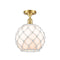 Farmhouse Rope Semi-Flush Mount shown in the Satin Gold finish with a White Glass with White Rope shade