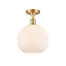 Athens Semi-Flush Mount shown in the Satin Gold finish with a Matte White shade