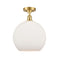 Athens Semi-Flush Mount shown in the Satin Gold finish with a Matte White shade