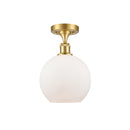 Athens Semi-Flush Mount shown in the Satin Gold finish with a Matte White shade