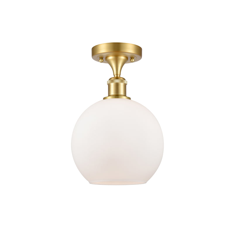 Athens Semi-Flush Mount shown in the Satin Gold finish with a Matte White shade