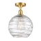 Deco Swirl Semi-Flush Mount shown in the Satin Gold finish with a Clear shade