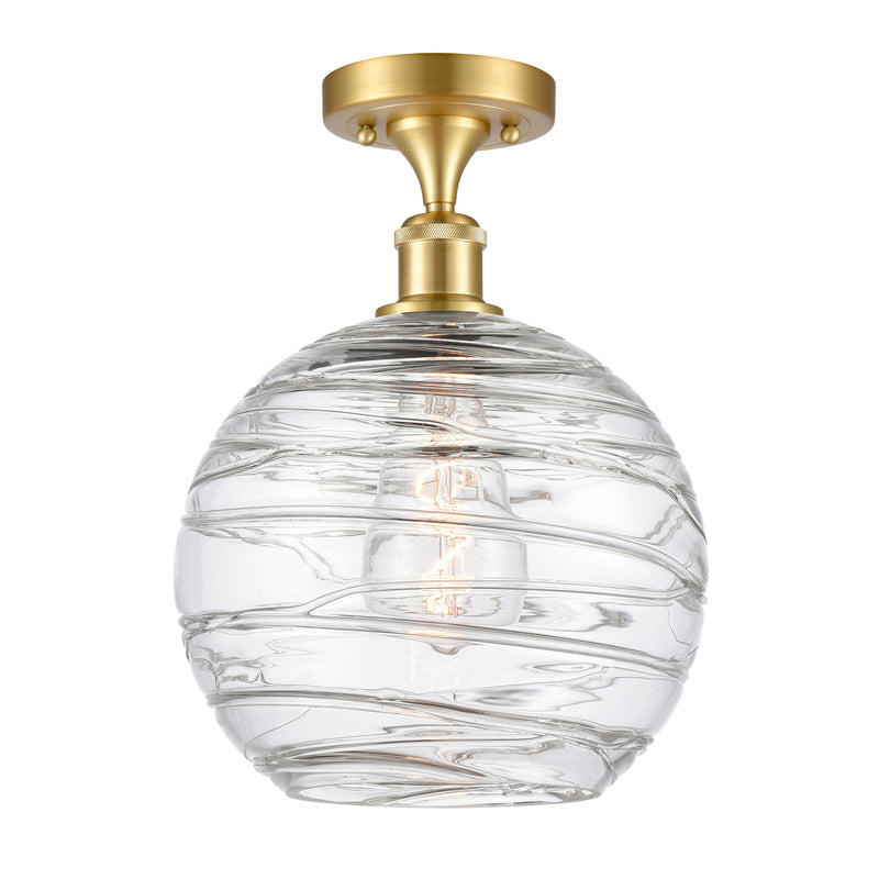 Deco Swirl Semi-Flush Mount shown in the Satin Gold finish with a Clear shade