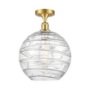 Deco Swirl Semi-Flush Mount shown in the Satin Gold finish with a Clear shade