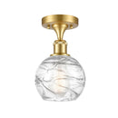 Deco Swirl Semi-Flush Mount shown in the Satin Gold finish with a Clear shade