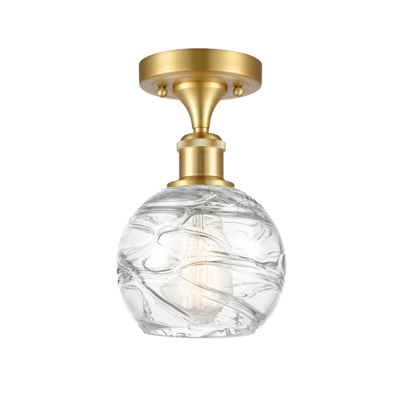 Deco Swirl Semi-Flush Mount shown in the Satin Gold finish with a Clear shade