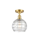 Deco Swirl Semi-Flush Mount shown in the Satin Gold finish with a Clear shade