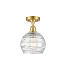 Deco Swirl Semi-Flush Mount shown in the Satin Gold finish with a Clear shade