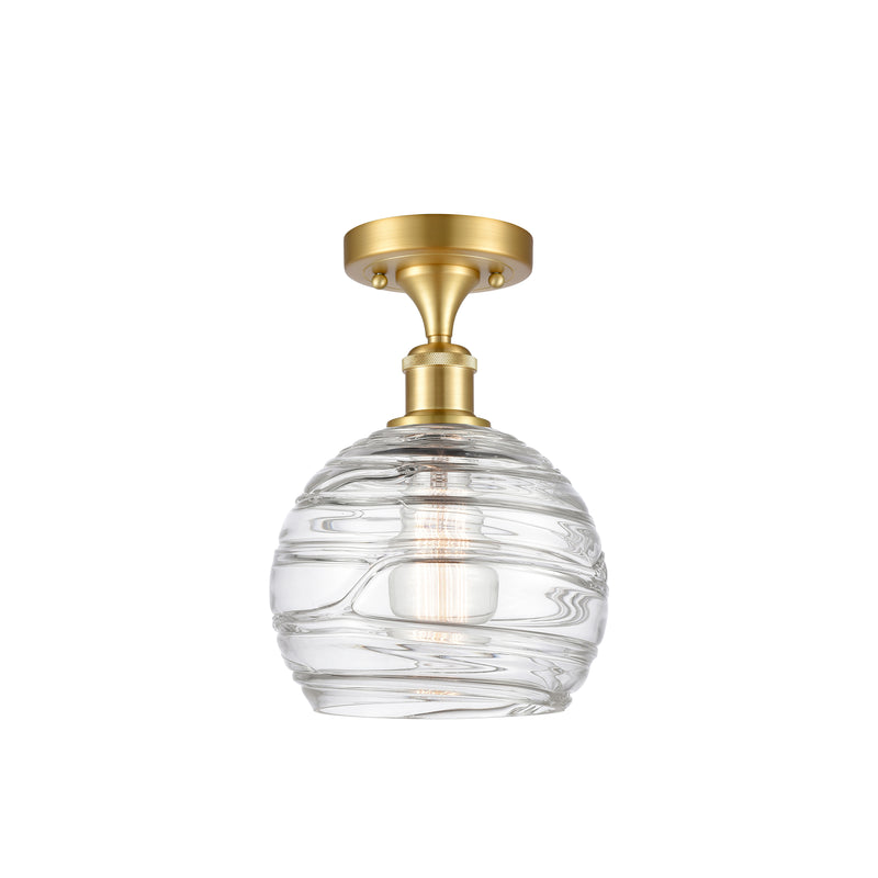 Deco Swirl Semi-Flush Mount shown in the Satin Gold finish with a Clear shade