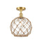 Farmhouse Rope Semi-Flush Mount shown in the Satin Gold finish with a Clear Glass with Brown Rope shade