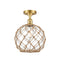 Farmhouse Rope Semi-Flush Mount shown in the Satin Gold finish with a Clear Glass with Brown Rope shade