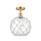 Farmhouse Rope Semi-Flush Mount shown in the Satin Gold finish with a Clear Glass with White Rope shade