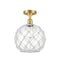 Farmhouse Rope Semi-Flush Mount shown in the Satin Gold finish with a Clear Glass with White Rope shade