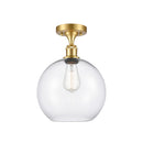 Athens Semi-Flush Mount shown in the Satin Gold finish with a Clear shade