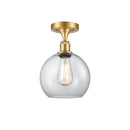 Athens Semi-Flush Mount shown in the Satin Gold finish with a Clear shade