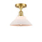 Orwell Semi-Flush Mount shown in the Satin Gold finish with a Matte White shade