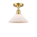 Orwell Semi-Flush Mount shown in the Satin Gold finish with a Matte White shade