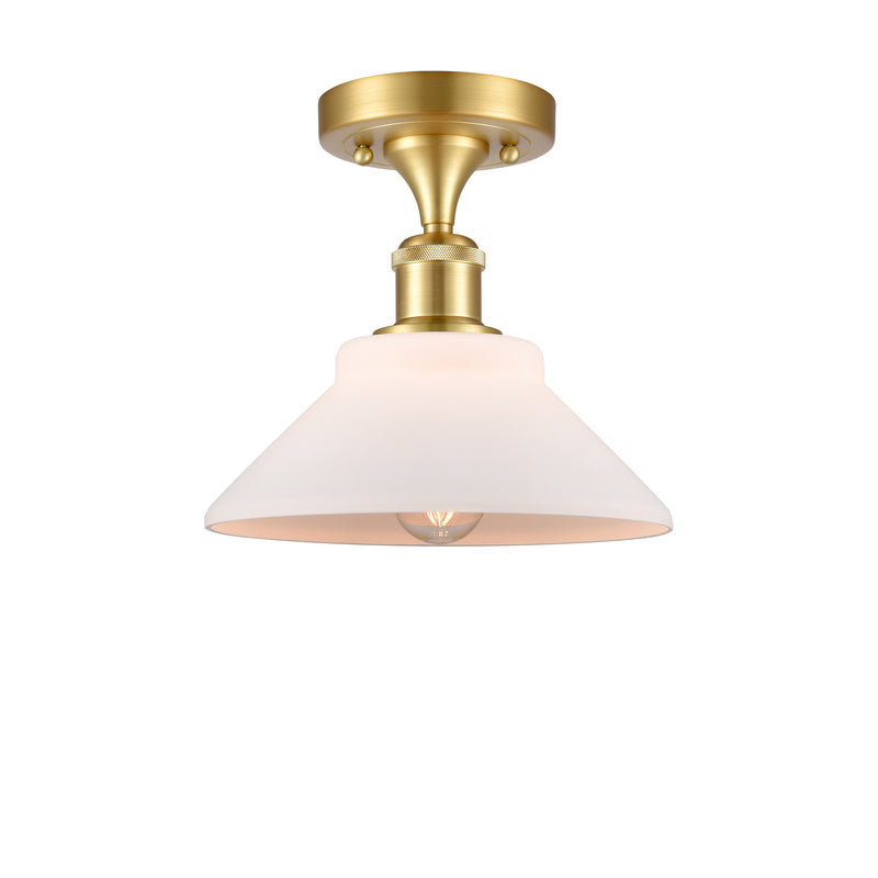 Orwell Semi-Flush Mount shown in the Satin Gold finish with a Matte White shade