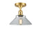 Orwell Semi-Flush Mount shown in the Satin Gold finish with a Clear shade