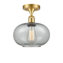 Gorham Semi-Flush Mount shown in the Satin Gold finish with a Charcoal shade