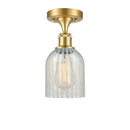 Caledonia Semi-Flush Mount shown in the Satin Gold finish with a Mouchette shade