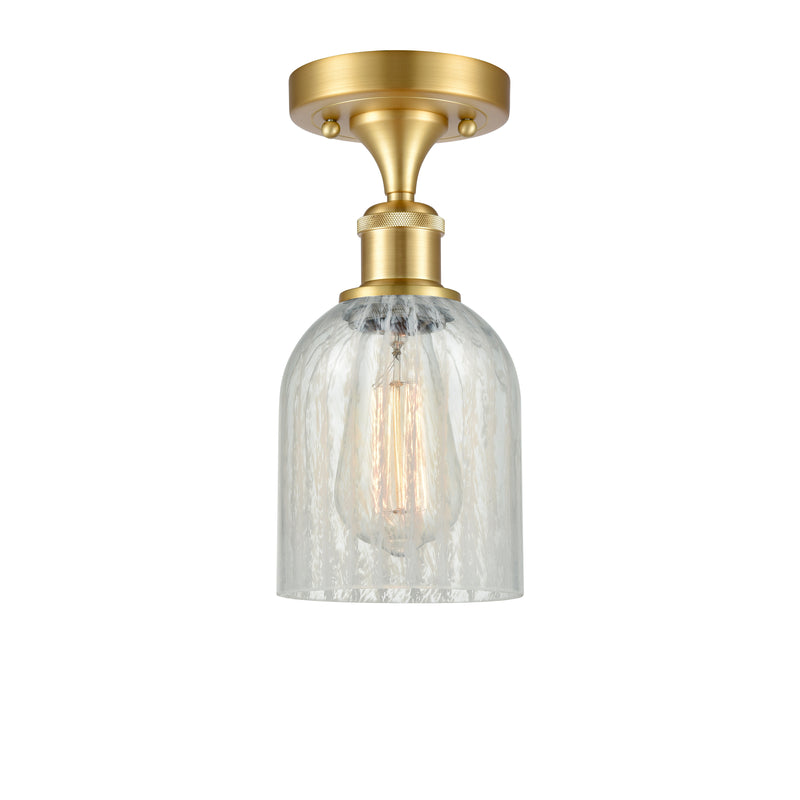 Caledonia Semi-Flush Mount shown in the Satin Gold finish with a Mouchette shade