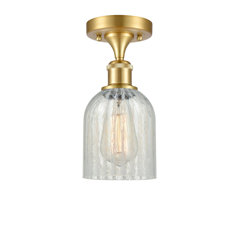 Caledonia Semi-Flush Mount shown in the Satin Gold finish with a Mouchette shade